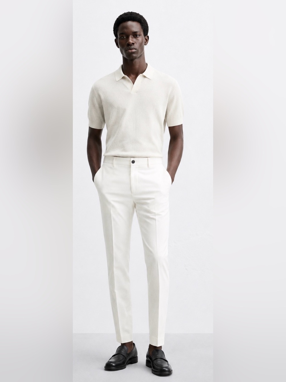 Zara Men's Cream Dress Pants - Slim Tailored Style
